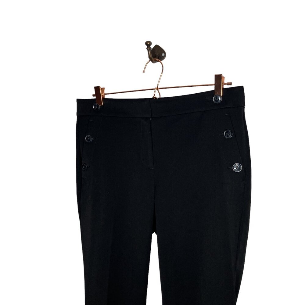 Ann Taylor LOFT 8 Black Slim Leg Crop Ankle Stretch Sailor Button Dress Pants‎ - Picture 5 of 8